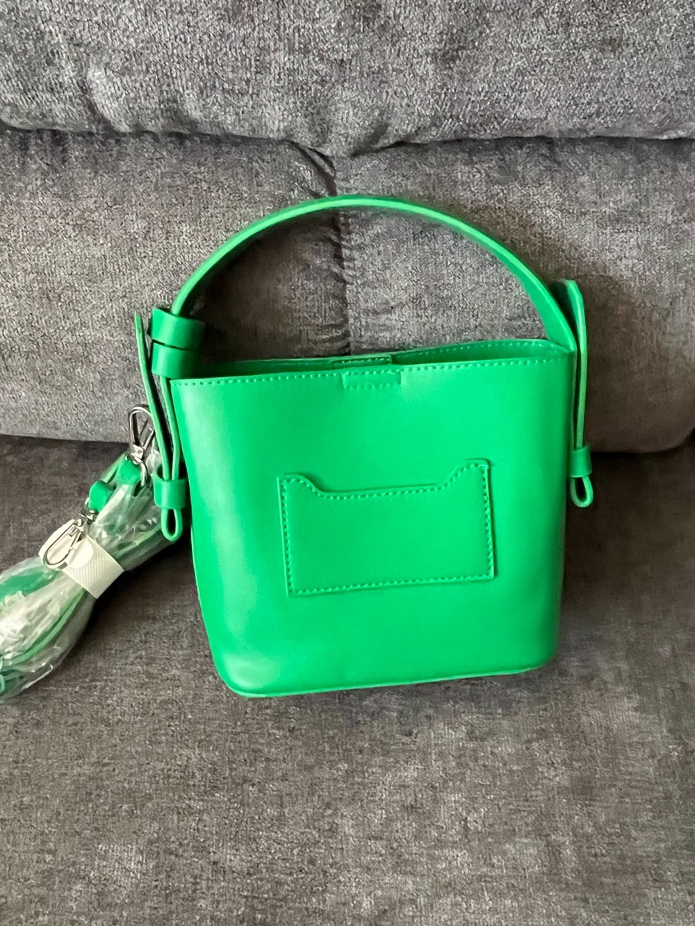 Green Mini Bucket Bag with Top Handle